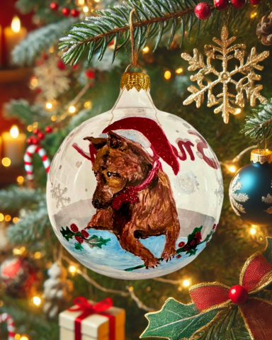 PALLINA DI NATALE IN VETRO SOFFIATO DIPINTA A MANO - Animale domestico