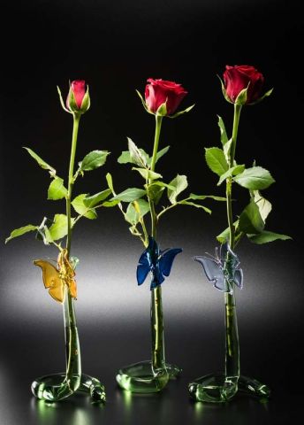 VASETTO MONOFIORE CON FARFALLA