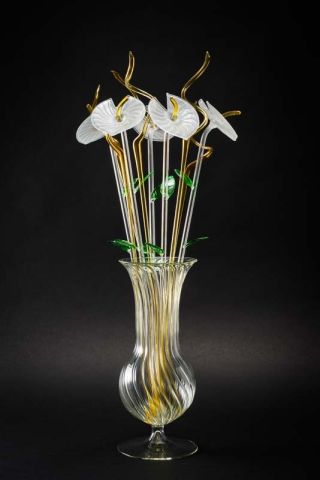 VASO PALLA CON 5 ANTURIUM SABBIATI E 5 RAMI