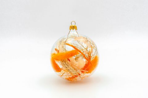 PALLINA DI NATALE CON FIORI SECCHI - Arancione