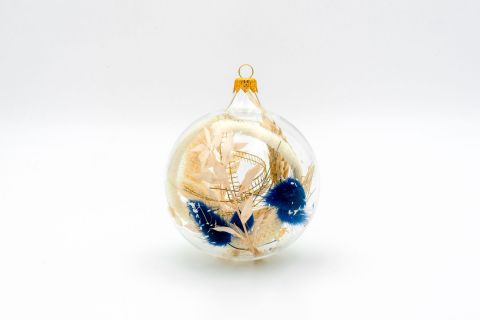 PALLINA DI NATALE CON FIORI SECCHI - Blu