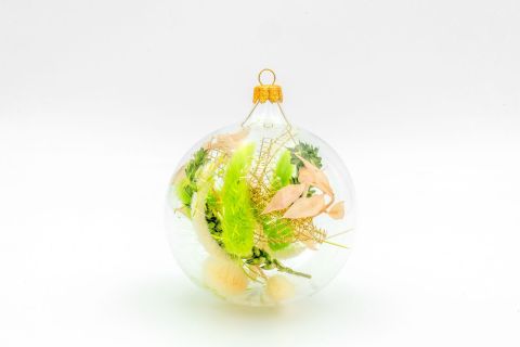 PALLINA DI NATALE CON FIORI SECCHI - Verde chiaro