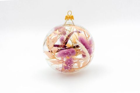 PALLINA DI NATALE CON FIORI SECCHI - Viola