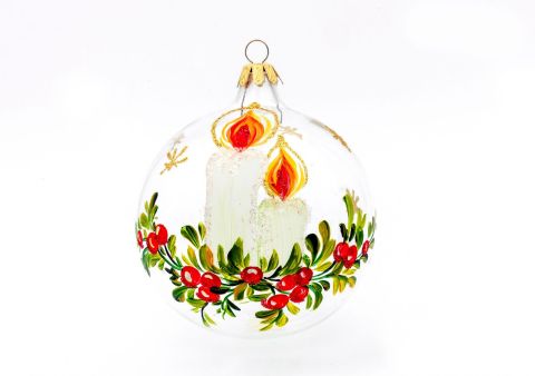 PALLINA DI NATALE IN VETRO SOFFIATO DIPINTA A MANO - Candela
