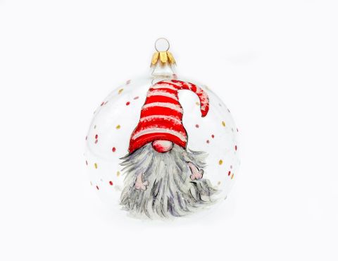 PALLINA DI NATALE IN VETRO SOFFIATO DIPINTA A MANO - Gnomo