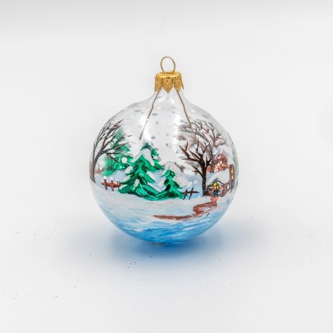 PALLINA DI NATALE IN VETRO SOFFIATO DIPINTA A MANO - Paesaggio