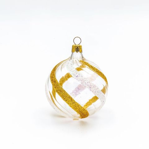 PALLINA DI NATALE TORCIGLIONE GLITTER BICOLORE 