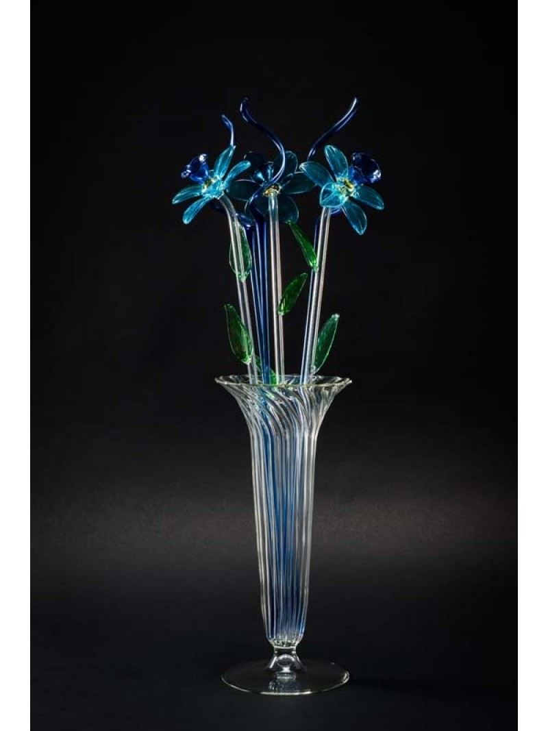 CONICAL VASE WITH 3 NARCISSUS AND 3 BRANCHES
