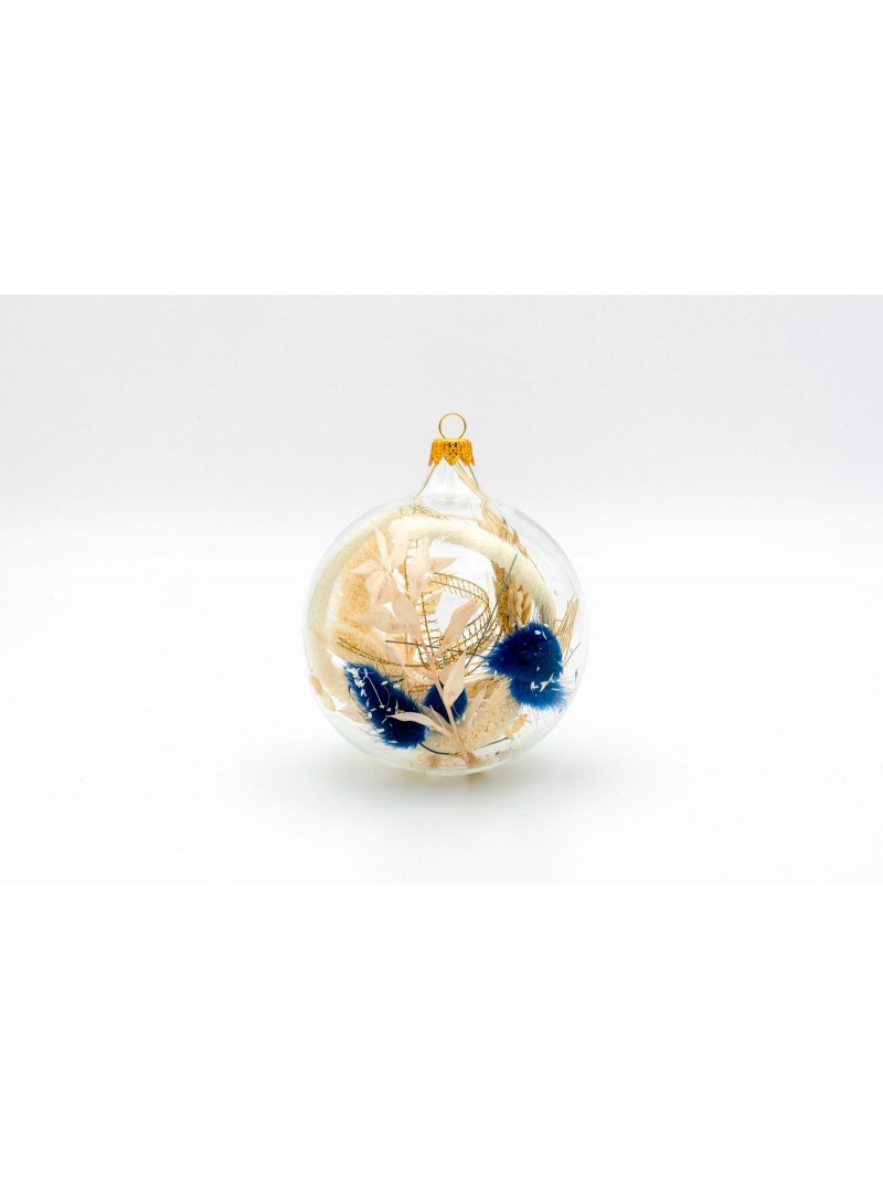 CHRISTMAS BALL WITH DRIED FLOWERS - Blue