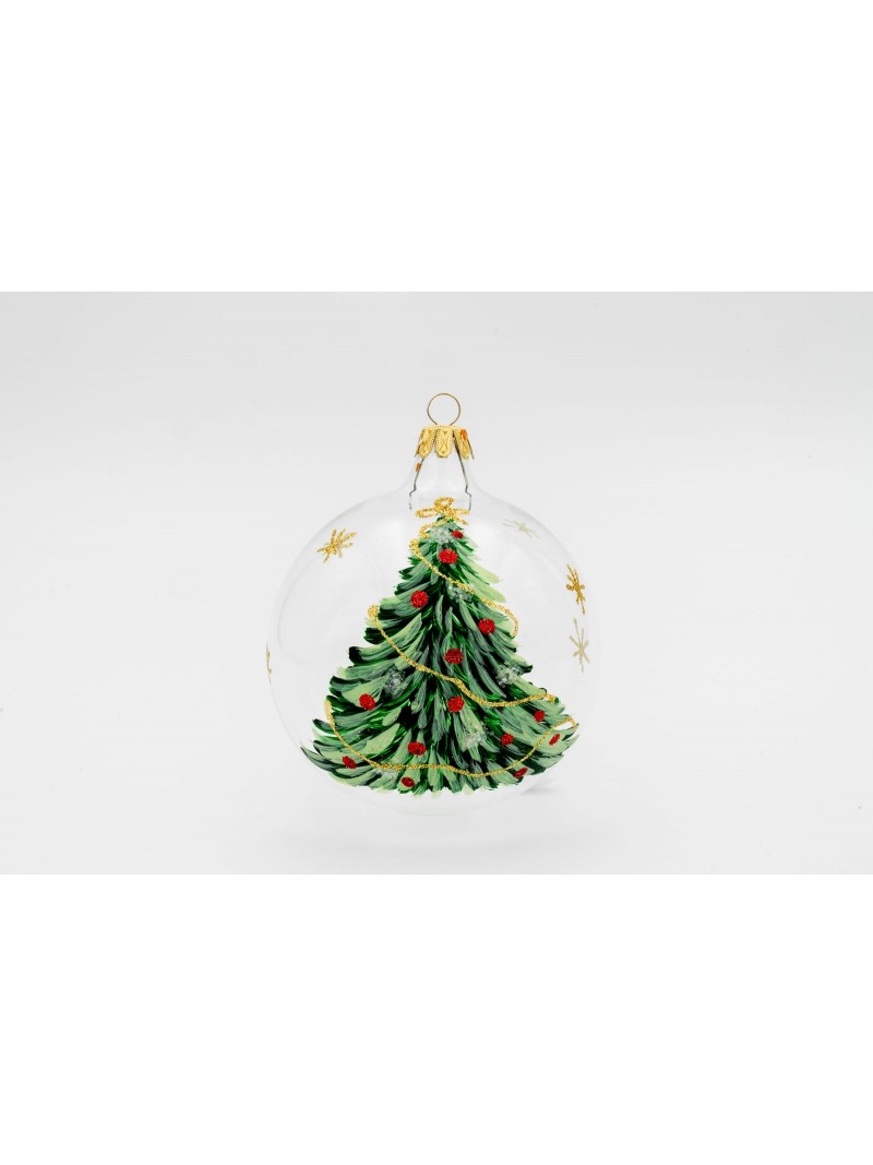 HAND-PAINTED BLOWN GLASS CHRISTMAS BALL - Christmas tree