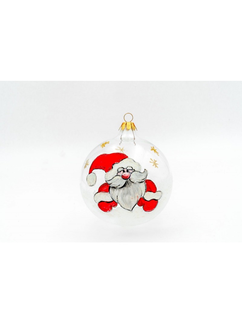 HAND-PAINTED BLOWN GLASS CHRISTMAS BALL - Santa Claus