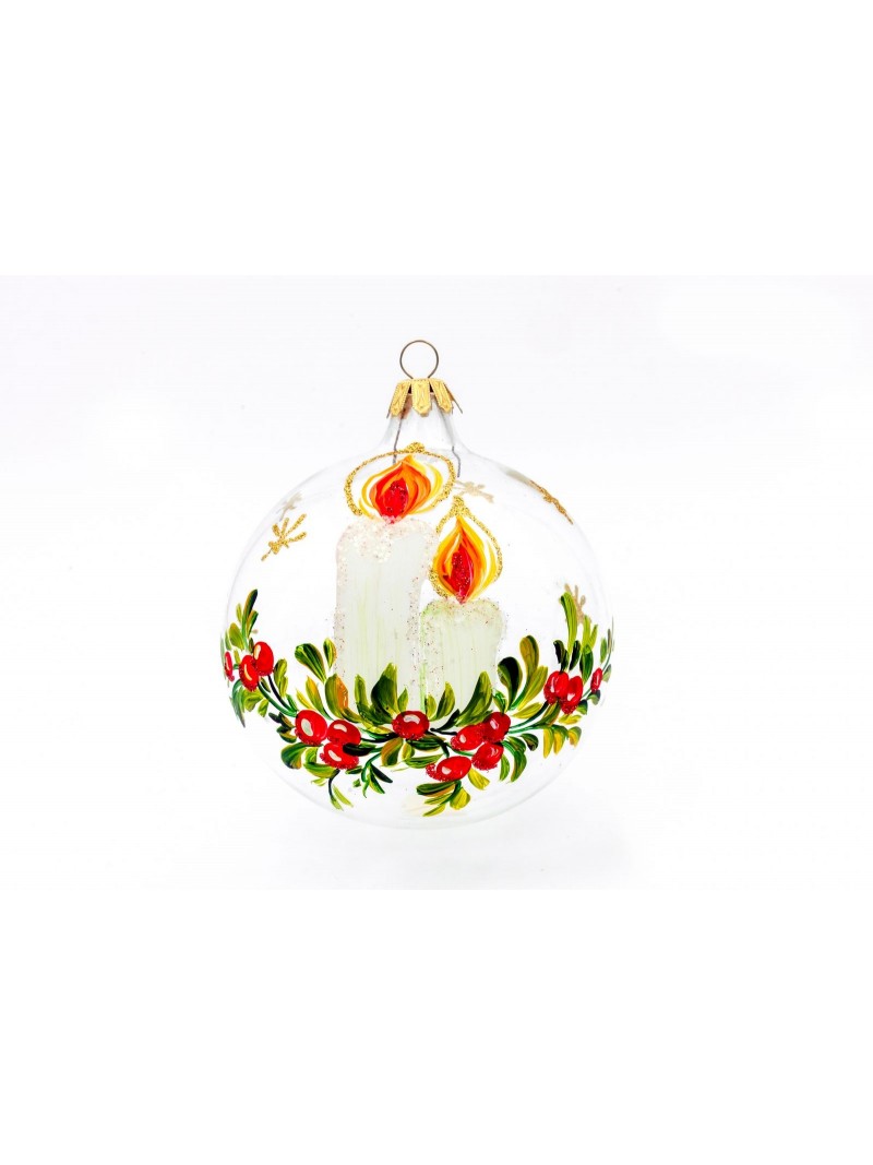 HAND-PAINTED BLOWN GLASS CHRISTMAS BALL - Candle