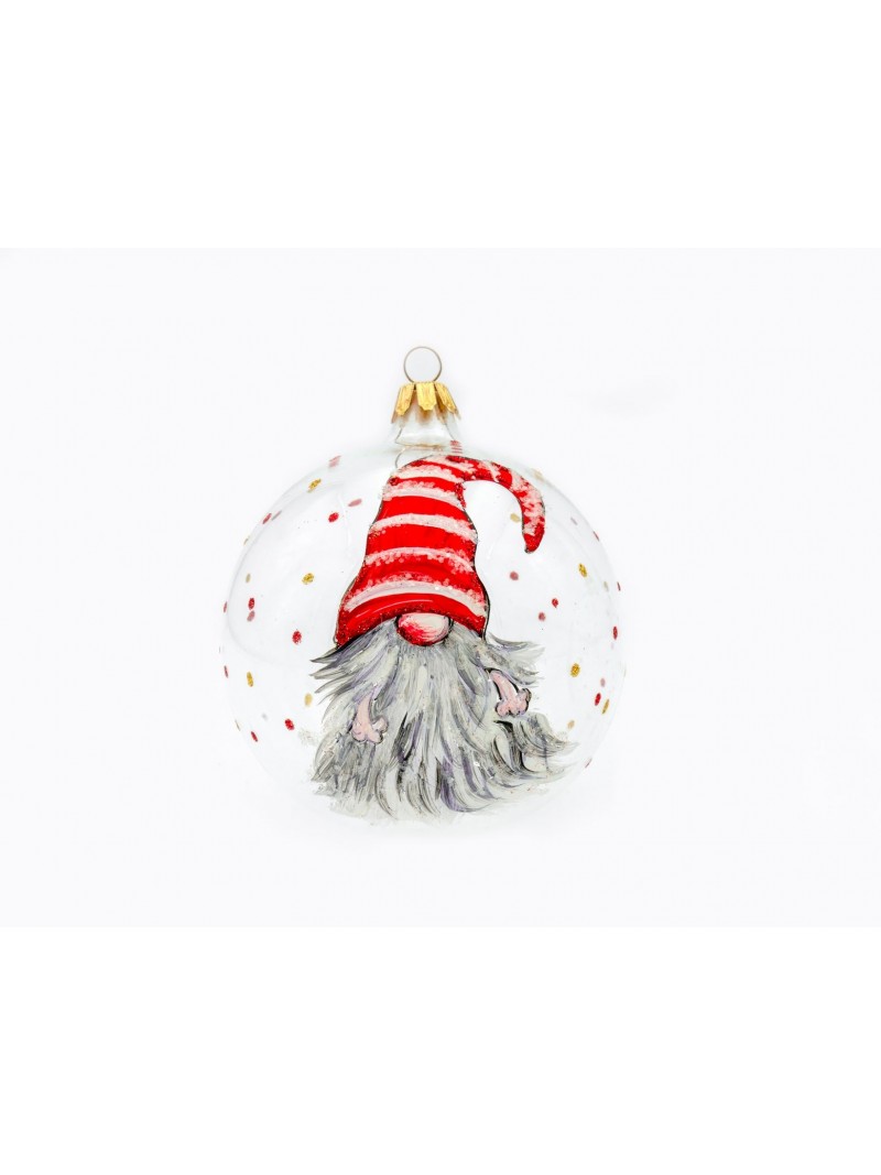 HAND-PAINTED BLOWN GLASS CHRISTMAS BALL - Gnome