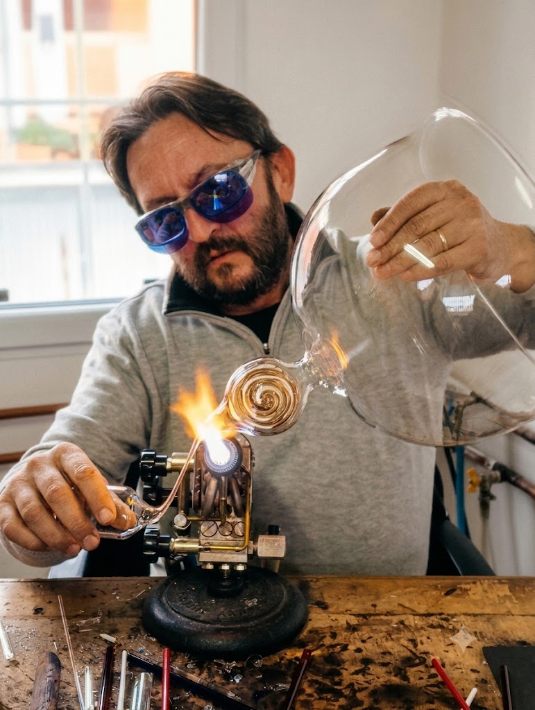 Damiano Ravasi at work in the workshop